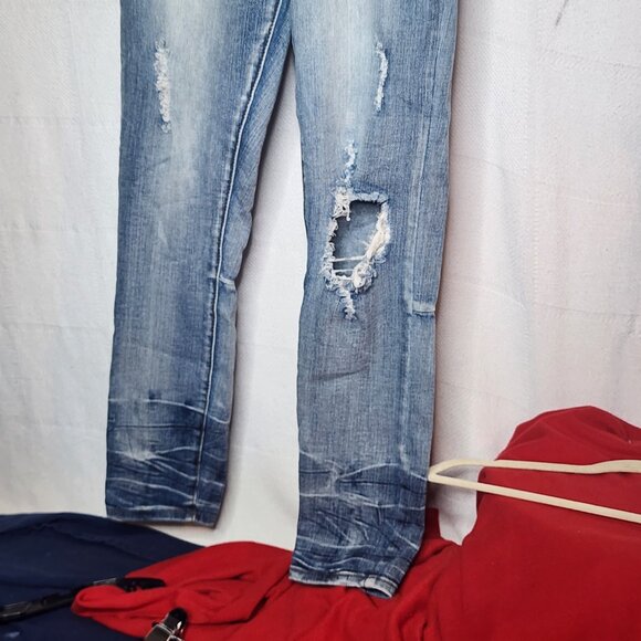 Rue21 Premium Supreme Flex Destroyed Skinny Cotton Span Jeans Mens Size 26/30 - Picture 5 of 16